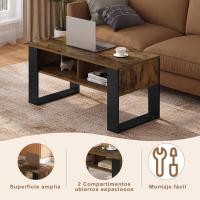 Mesa Central Baja con 2 Niveles Mesita Lateral para Sofá Mesa de Café con Comportamientos - details 4