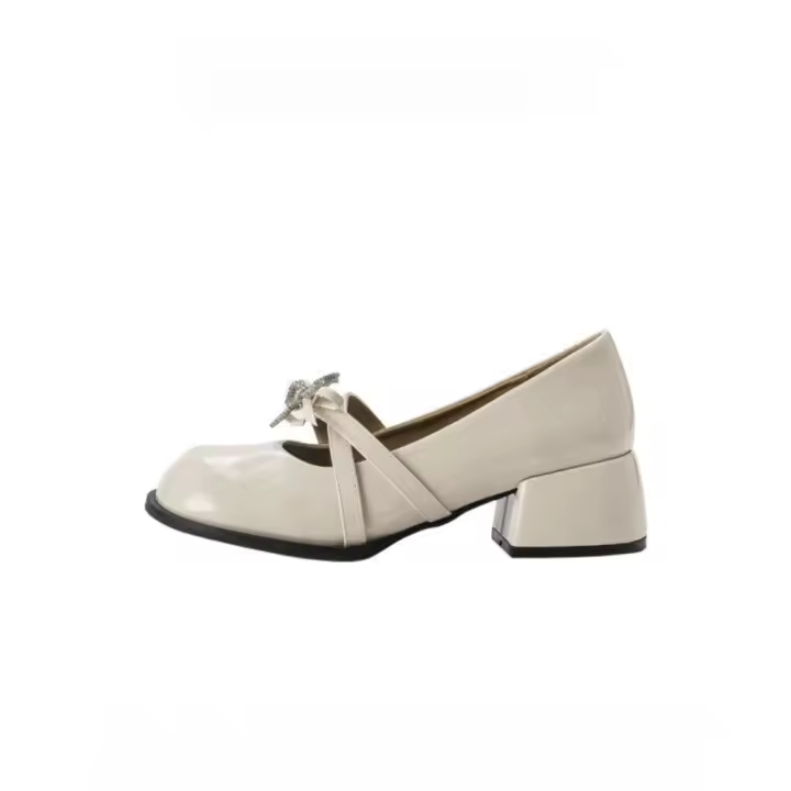 Año nuevo chino niña boca ligera plata palabra cinturón solo zapatos mujer primavera hada viento arco Mary Jane zapatos - 1