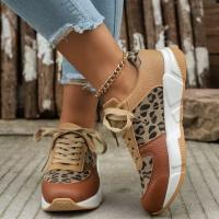 Primavera otoño nuevo patrón de leopardo grande individual para mujer zapatos deportivos y casuales con cordones de fondo plano - details 2