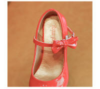 Zapatos de tacón alto para niña, calzado de princesa con pajarita de Color liso, de cuero, versátil, a la moda, para fiesta y boda, primavera y otoño - details 10