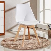 Silla lateral de mediados de siglo con asiento acolchado de plástico y patas de madera maciza de haya. - details 1