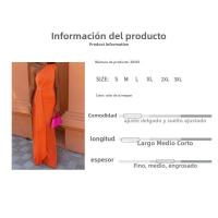 Ropa nueva de primavera 2025, vestido de mujer, hombro inclinado largo de Color sólido a la moda, violeta - details 0
