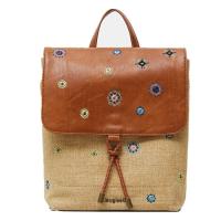 Bandolera Desigual, nueva moda mochila gran capacidad, señoras, mochila escolar ligera de viaje, bordado, cremallera - details 2