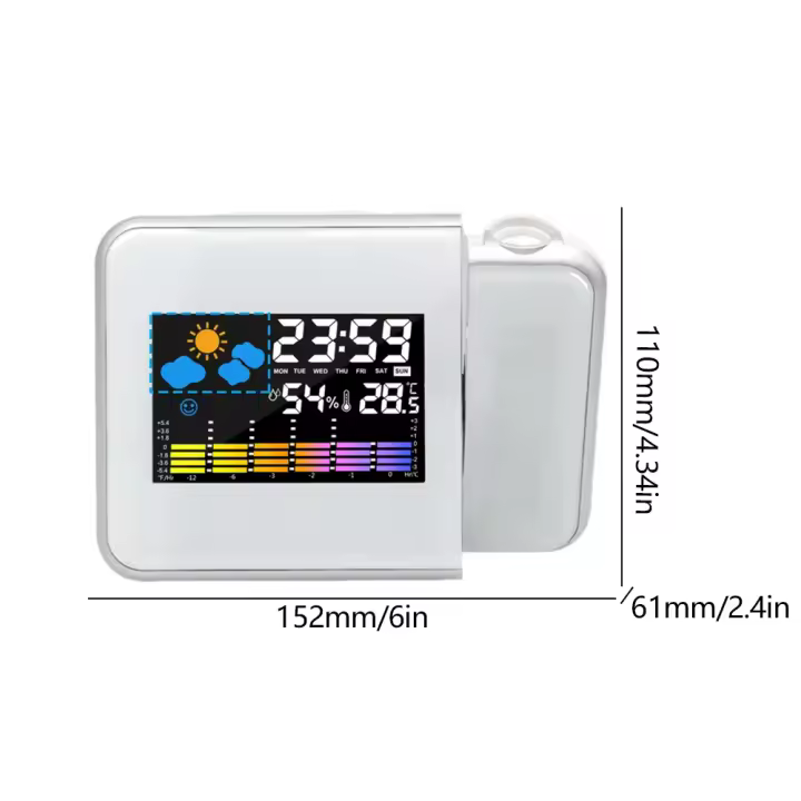 Reloj despertador inteligente con retroiluminación nocturna, proyector LED Digital, escritorio, mesa, termómetro - 1