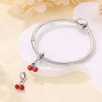 Cuentas de fruta de cerezas bonitas y creativas de Plata de Ley 925 compatibles con pulsera Original Pandora, abalorios, regalo de joyería para mujer - details 3