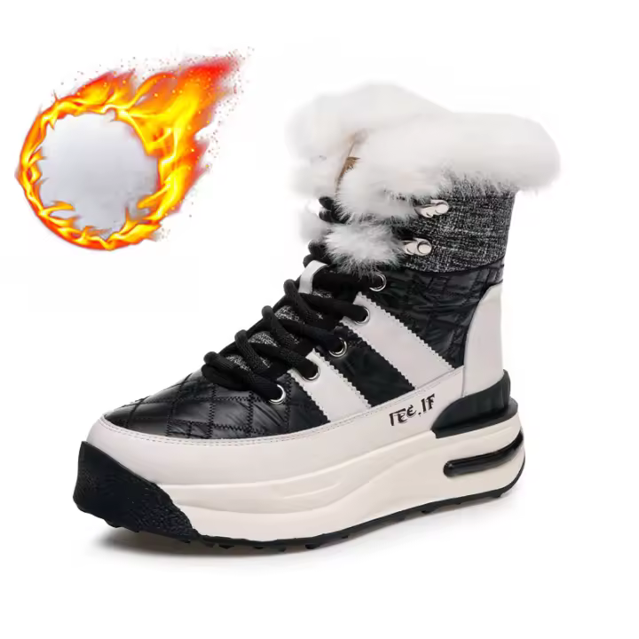 Zapatos blancos de terciopelo de caña alta zapatos de mujer populares zapatos de algodón de nieve impermeable antideslizante - 1