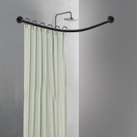 Barra de ducha de acero inoxidable, barra de ducha en forma de L, sin taladrar, barra de ducha esquina, barra telescópica, 95 x 130 cm, negro - details 0