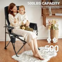 Silla de Camping Plegable 230KG Cargable Silla Plegable 62cm Anchura de Asiento con Bolsillo Lateral y Portavasos Silla Plegable de Gran Tamaño para Camping Exterior Balcón Jardín - details 13