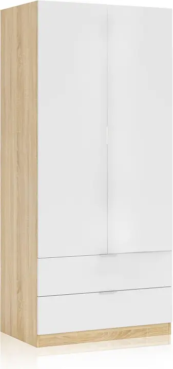 Armario de 2 Puertas y 2 Cajones Acabado Blanco Artik Medidas 81cm x 180cm x 52cm - 1