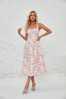 Vestido midi de satén con tirantes finos para mujer, abertura frontal, hueco - details 5