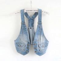 Chaqueta Ustada retro sin mangas para mujer, chaleco vaquero informal, pantalones cortos de un solo pecho para mujer - details 0