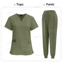 Exfoliante médico, bata quirúrgica de enfermería, exfoliante elástico de alta calidad, uniforme de color sólido para atención médica, ropa de trabajo al por mayor, unisex - details 11
