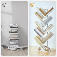 Estantería de Libros 9 Niveles, Estantes de Almacenamento, Forma de Árbol, Resistente y Duradera, Ahorro de Espacio, para CD, revistas, Libros, Sala de Estar, Blanco EWT08SJ01G1 - details 3