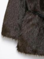 TRAFZA-abrigo de manga larga con cuello vuelto para mujer, ropa de abrigo gruesa y cálida con cinturón, Estilo Vintage, a la moda, para invierno, 2024 - details 16