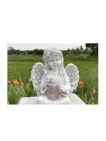 Adorno de Ángel para niña, estatua decorativa de resina solar para el hogar, manualidades, color blanco - details 7