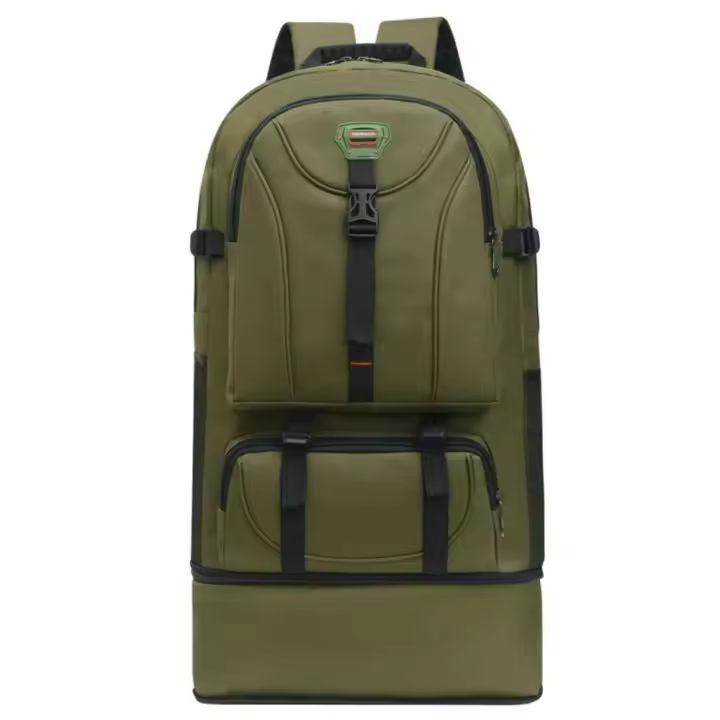 Bolsa de equipo de viaje de Nailon para helbres y Mujeres, Gran capacidad, Verde, Negro, Camping, montañismo, impermeable, 75L, accesorios al Aire Libre - 1