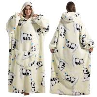 Manta de franela de invierno para adultos y niños, sudadera con capucha de manga larga, jersey de lana, manta usable, regalo - details 11