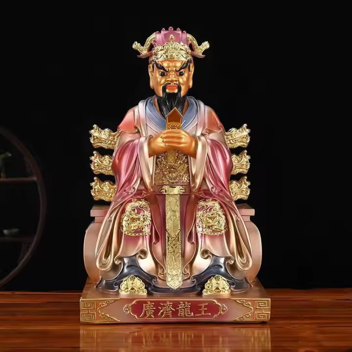 Guangji Five Masters de color bronce, que se asemeja al Rey Dragón Sihai del Rey Donghai, con riqueza y ofrendas para el hogar - 1