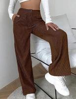 Otoño Invierno pantalones de pana de pierna ancha de cintura alta para mujer moda coreana algodón Casual todos medianos - details 12