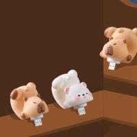 Bonita capibara, luz nocturna USB, lámpara con enchufe USB de dibujos animados de plástico, lámpara de ambiente pequeña USB práctica marrón, regalos para niños - details 8