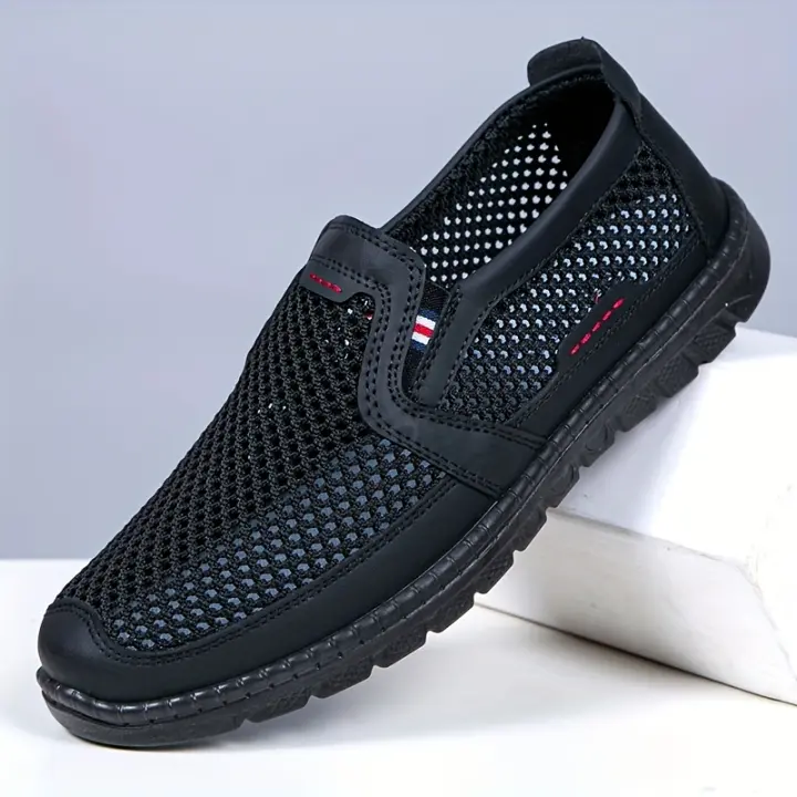 Zapatos casuales sin cordones para hombre, antideslizantes, transpirables, para todas las estaciones, caminar al aire libre, acampar, pescar, todas las estaciones, cómodos y duraderos - 1