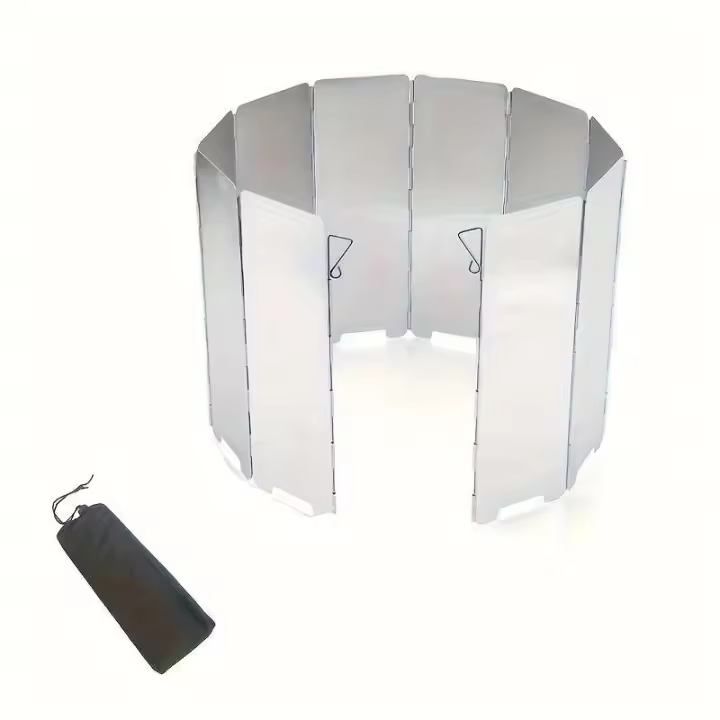 Plegable de 10 paneles para estufa de gas, quemador para acampar al aire libre, red a prueba de viento, parabrisas de estufa de aleación de aluminio - 1