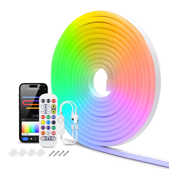 Tira de luces LED de neón DC5V RGB, iluminación de decoración de neón para el hogar, funciona con la aplicación Tuya, Smart Life, Alexa, 1M, 2M, 3M, 4M, 5M, WiFi - 1