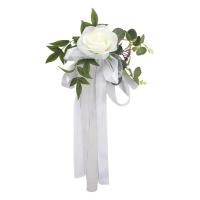 2 uds flor de seda silla de boda flor trasera hecha a mano silla de pasillo rústica flor Artificial estilo nórdico Pew arcos flor - details 4