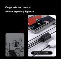 Baseus Cargador tipo c rápido de escritorio 65W GaN, cargador multiple 4 en 1 para iPhone, computadora portátil, Xiaomi y Samsung - details 2