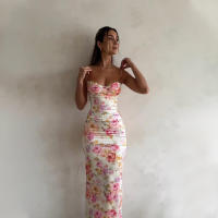 Vestidos de fiesta con estampado Floral y tirantes finos, maxivestido ajustado elegante para invitados de boda y vacaciones - details 0