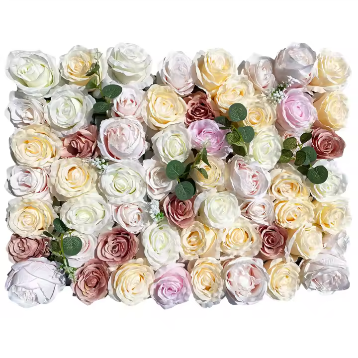 Paneles de flores artificiales para pared, telón de fondo para Banque, fiesta de boda, decoración del hogar, 12 piezas, 15,75x23,62x0,79 pulgadas - 1