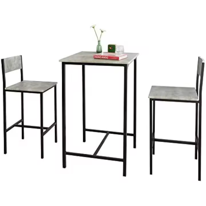 Mesa Alta de Bar + 2 Taburetes Juego de Barra Set de Mesa y taburetes ES - 1