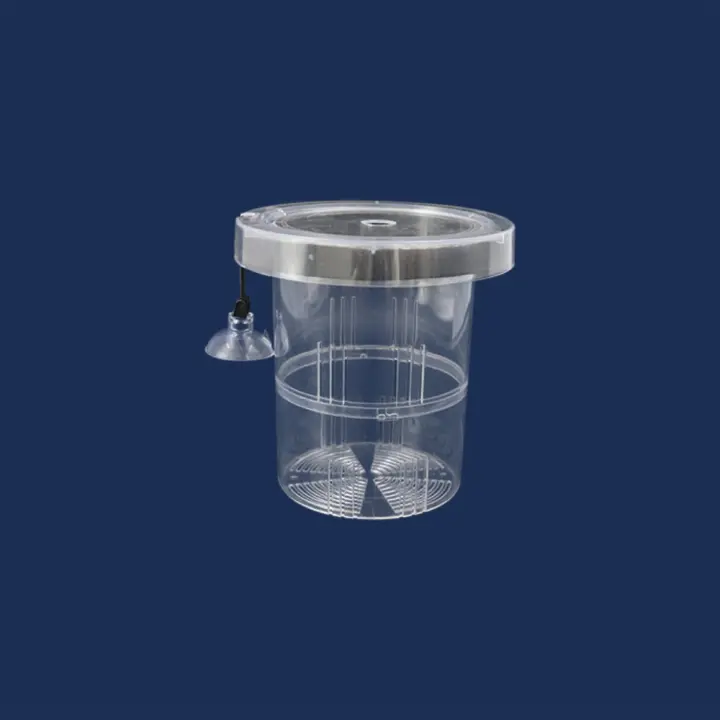 Caja flotante para incubar con ventosa, caja de aislamiento de acuario de plástico semitransparente, caja de cría desmontable para cachorros - 1