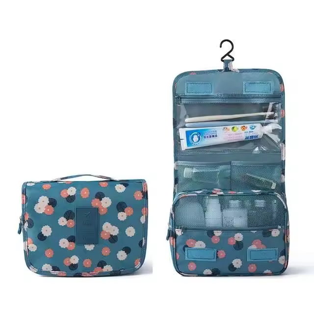 Organizador de baño impermeable con gancho para mujer, bolsa de almacenamiento portátil para maquillaje, cosméticos, viajes, lavado de inodoro - 1