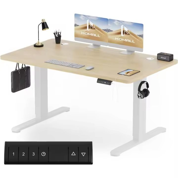 140x70 cm mesa elevadora de altura ajustable ergonómica robusta y fácil de instalar escritorio de computadora diseño moderno estilo industrial - 1