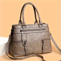 Elegante Bolso Cruzado para Mujer Alta Calidad, Múltiples Bolsillos, Correa Ajustable Cómoda, Cierre de Cremallera, Disponible en Café, Negro, Marrón Ligero, Khaki, Color Sólido, Bolso Casual - details 5