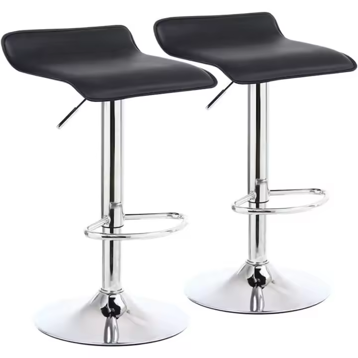 Taburete Cocina Silla de Comedor Piel Sintética Negro - 1