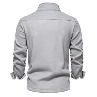 Suéter de manga larga con solapa para hombre, cárdigan con bolsillo, decoración, Color sólido, novedad de otoño e invierno, 2024 - details 18