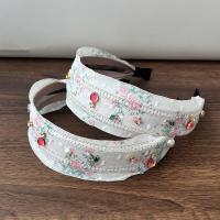 Diadema de encaje bordado de estilo coreano, borde ancho, lazo Floral, cuerda para el cabello, decoración de banda para el cabello con diamantes de imitación y flores de hadas - details 4