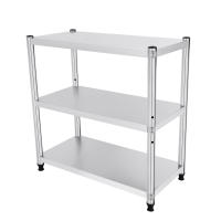 Mesa de trabajo de acero inoxidable, 3 estantes, mesa de trabajo de acero inoxidable, estantería de 30 kg, para descalzas - details 0