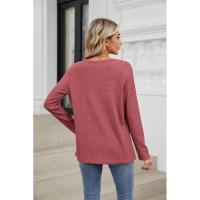 Camiseta de mujer primavera otoño cuello en V color sólido top suelto mujeres 90s coreano reseñas mucha ropa - details 8
