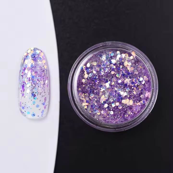 KADS de alto brillo de uñas de Metal en polvo hexagonal de brillo polvo de uñas de arte decoración adorno para manicura Accesorios - 1