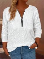 Camiseta con media cremallera para mujer, ropa de tendencia, camisetas de manga larga de talla grande, otoño/primavera - details 1