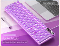 Teclado de máquina de escribir para juegos, periféricos redondos de 104 teclas con cable, Color a juego, retroiluminado, para ordenador de escritorio y portátil - details 4