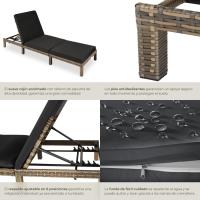 Taburete de Jardín Exterior de Ratán y Acero Tumbona de Piscina con Resaldo Ajustable en 6 Posiciones Tumbona de Playa Estable y Resistente a Intemperie Limpieza Fácil - details 30