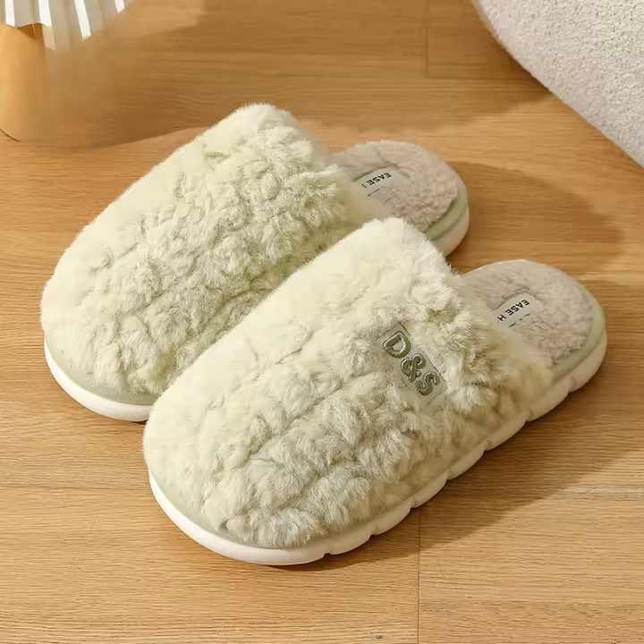 Zapatos de confinamiento transpirables, antideslizantes y cálidos de suela gruesa de color sólido, pantuflas para el hogar. - 1