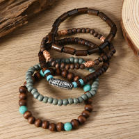 Juego de 5 Pulseras de Madera Vintage con Turquesa, Brazalete Elástico Multinivel para Hombre, Regalos para Hombre, Diseño Minimalista, Material Ecológico - details 19