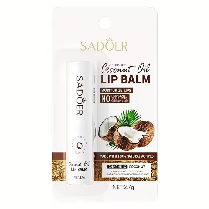 Bálsamo labial de coco - Nutrición y humedad duraderas para hombres y mujeres - Bálsamo labial para el cuidado diario - 1