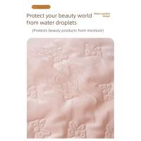 Bolsa de maquillaje de gran capacidad para mujer, bolsa cuadrada de mano para viaje, bolsa de baño con doble cremallera, bolsa de almacenamiento de cosméticos a prueba de polvo para el hogar - details 6