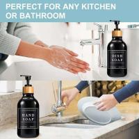 Dispensador de jabón de baño de 500 ml, botella de gel de ducha y champú, tipo prensa, bomba de bambú, botella brillante vacía recargable con 12 etiquetas - details 4